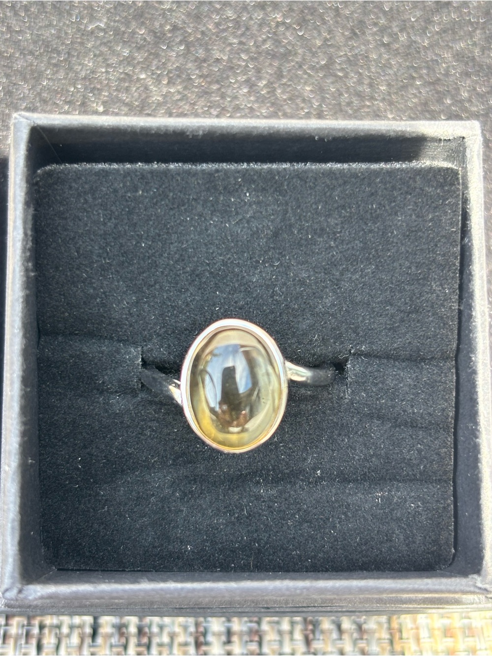 Sterling Silver Adjustable Oval Citrine Ring-Size 6.5 to 8.5
